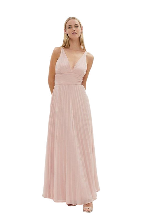 Jacques Vert Rose Double Strap Pleated Skirt Maxi Dress BCC04095