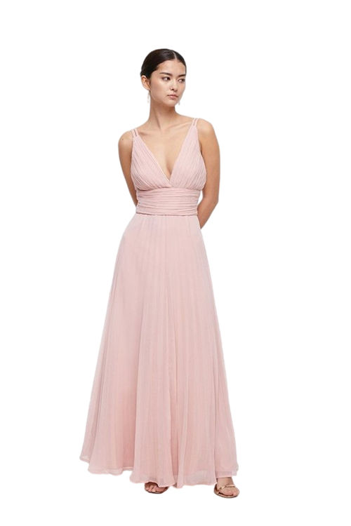 Jacques Vert Rose Petite Double Strap Pleated Skirt Maxi Dress BCC04092