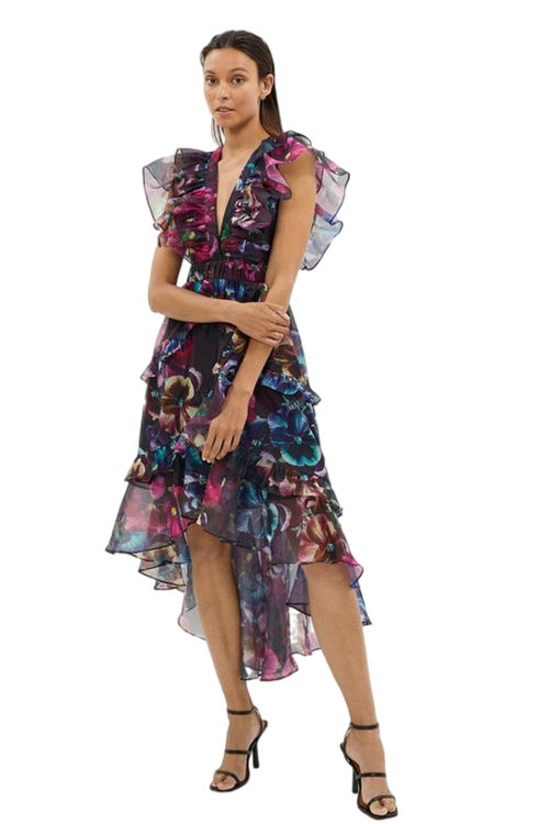 Jacques Vert Ruffle Detail Wrap Organza Midi Dress BCC02335