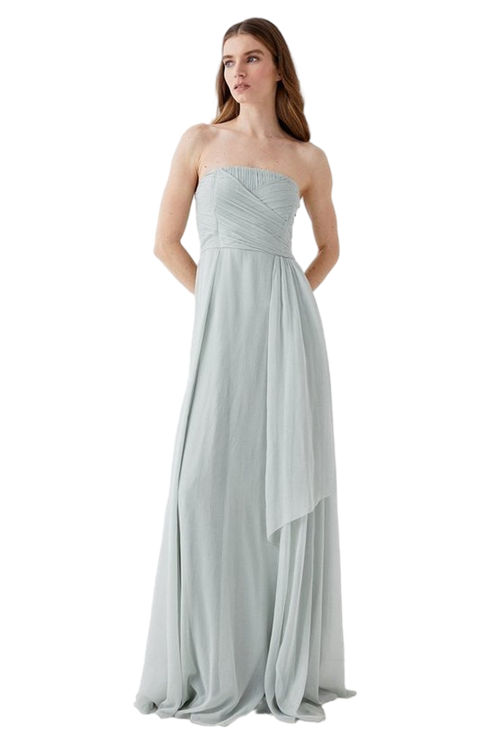 Jacques Vert Sage Chiffon Bridesmaids Maxi Dress BCC04466