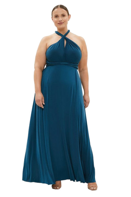 Jacques Vert Teal Plus Size Multiway Bridesmaid Maxi Dress​ BCC01499